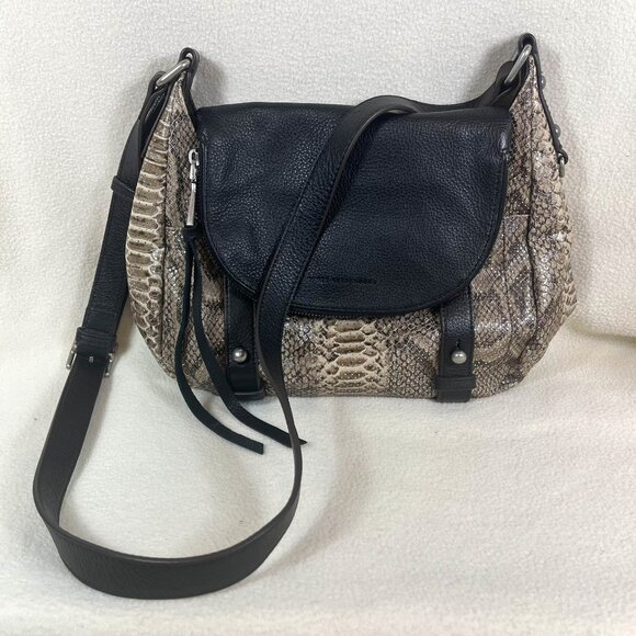 Aimee Kestenberg Nubuck Leather Snake Pattern Crossbody Bag Made with Love - Picture 1 of 11